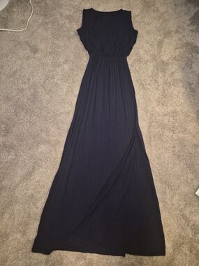 Go Couture Navy Sleeveless Elastic-Waist Maxi Dress
